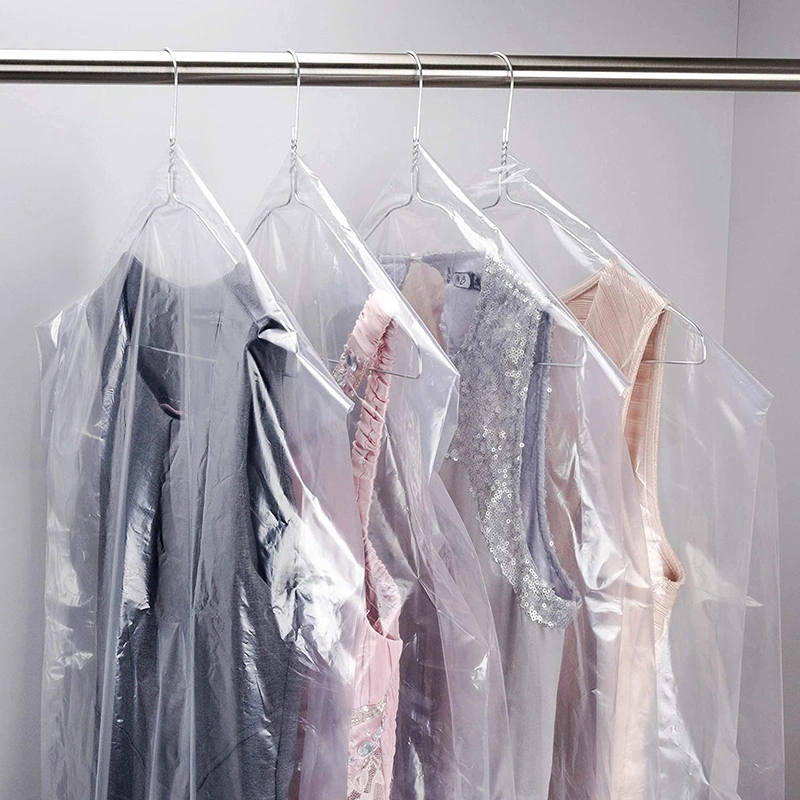 Dust Proof Plastic PE Transparent Hanging Clothes Men&prime;s Suit Bag Cover Luxury Garment Zipper Pack Suit Bag for Closet Storage