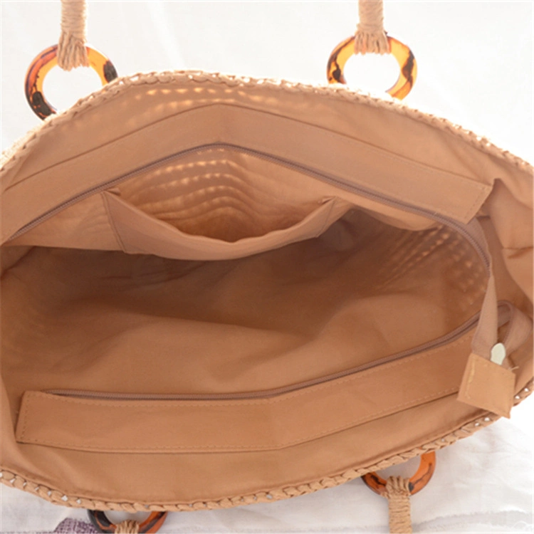 Women&prime;s Hand-Woven Simple Handbag Holiday Travel Shoulder Bag