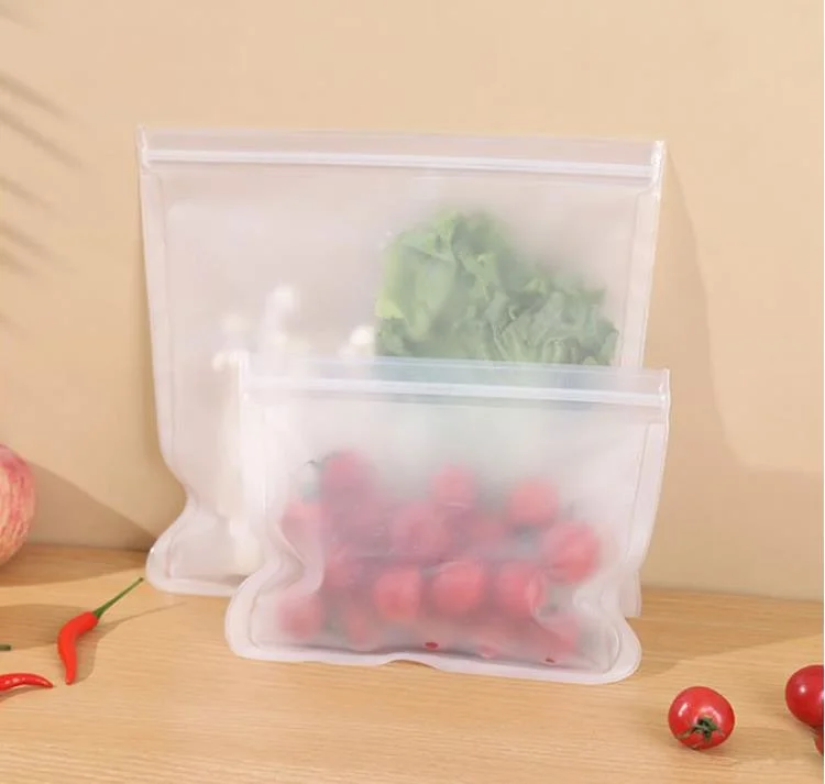 Custom Food Grade Eco-Friendly Reusable Freezer Fruit Sandwich Snack Bag Plastic Ziplock PEVA Food Storage Bag