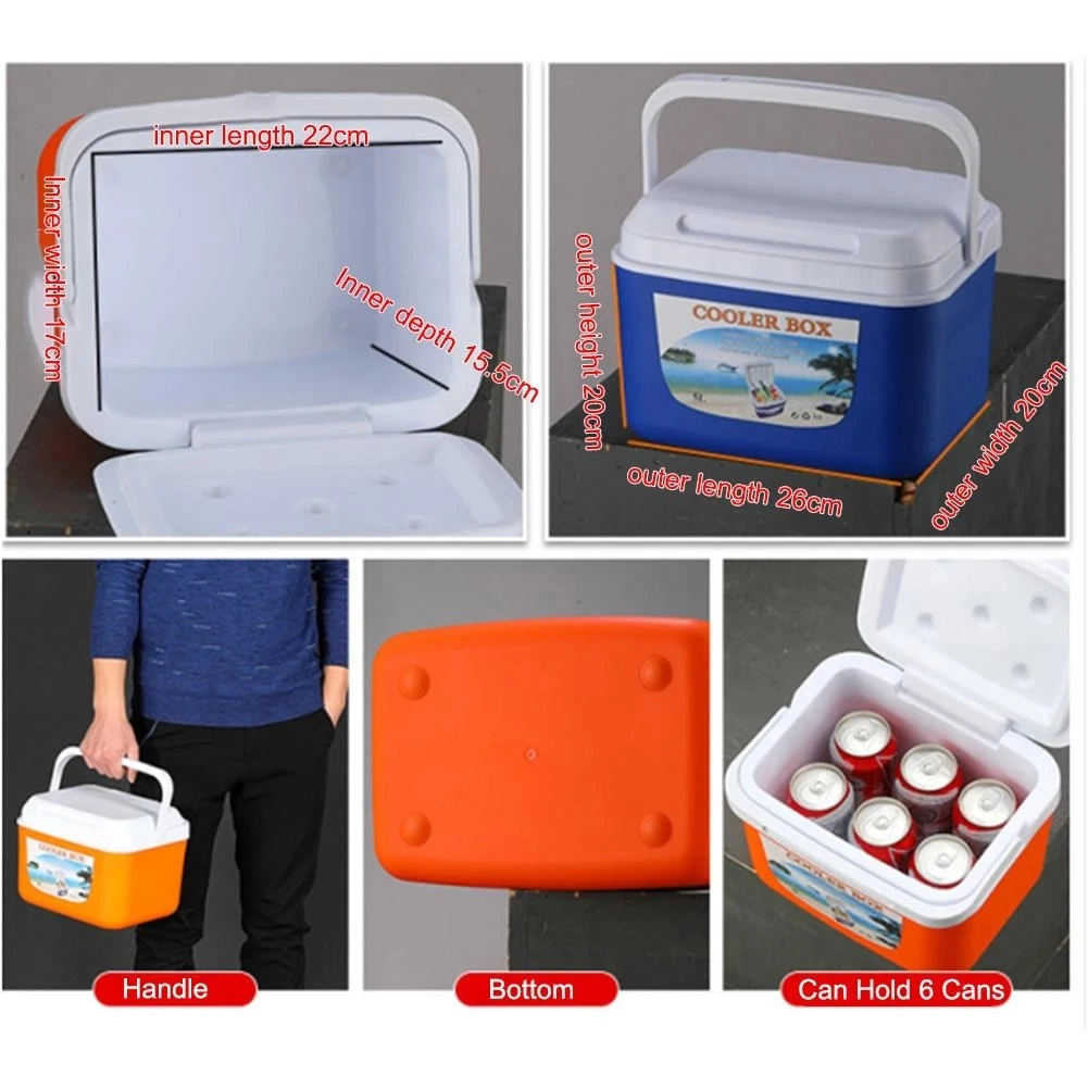 8L Outdoor Incubator Portable Drinks Food Storage Box Car Cold Ice Fishing Box Cooler Mini Fridge Rectangle Ice Bucket for Home BBQ Picnic