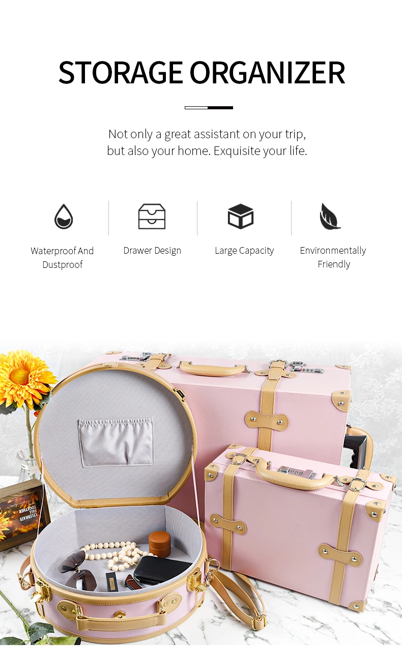 2023 New Design Fashion Cute White Lady&prime; S Leather Antique Travelling Suitcase
