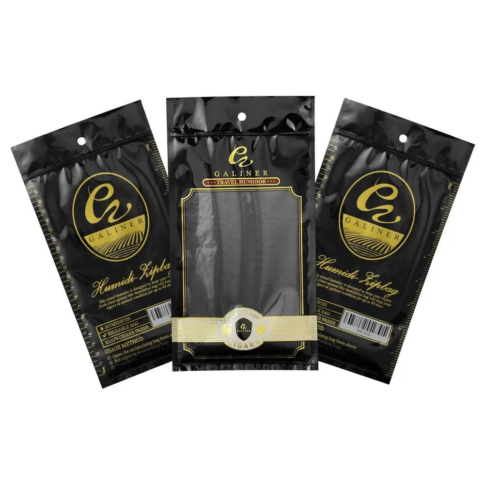 Custom Printing Resealable Reusable Child Resistant Aluminum Foil Humdid Zip Lock Ziplock Bag for Cigar Stick Tobacco Tea Leaf