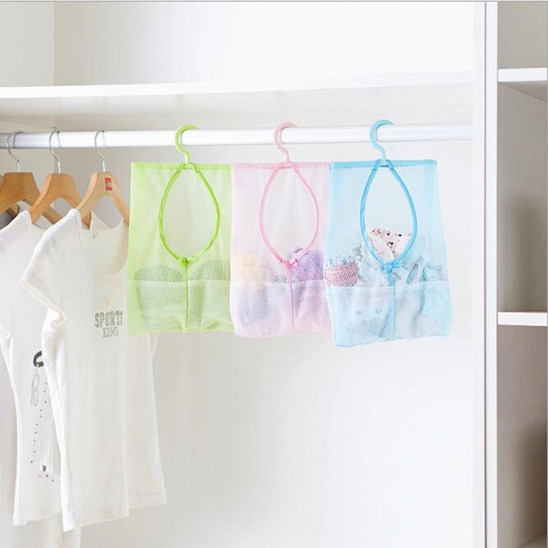 Bathroom Shower Storage Organizer Mesh Bag Hamper Bag Closet Rack Clothes Clip Collection Bag Hanging Mesh Bag Bl12306