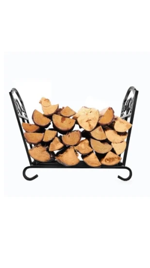 Heavy Duty Wood Log Holder Stand Small Firewood Storage Shelf with Kindling Rack for Christmas Fireplace