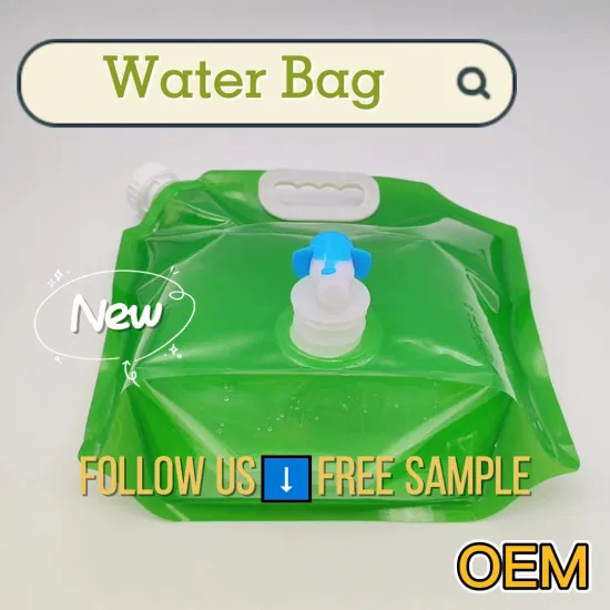 BPA Free 1L5l 10L Custom Logo Clear Outdoor Camping Hiking Portable Handle Spout Pouch Plastic Packaging Folding Water Storage Bag with Butterfly Valve