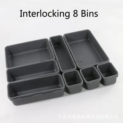 Interlocking 8 Bins Drawer Organizer for The Kitchen and Office